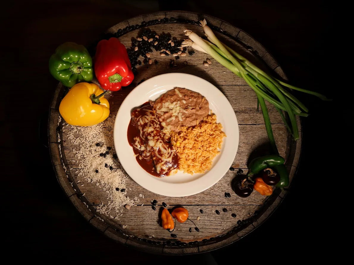Combo 4. One Enchilada with Rice and Beans